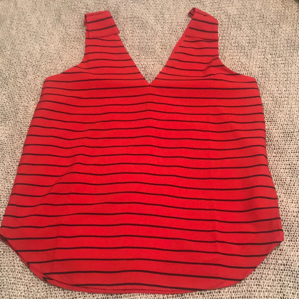 Red & navy striped shirt, never worn